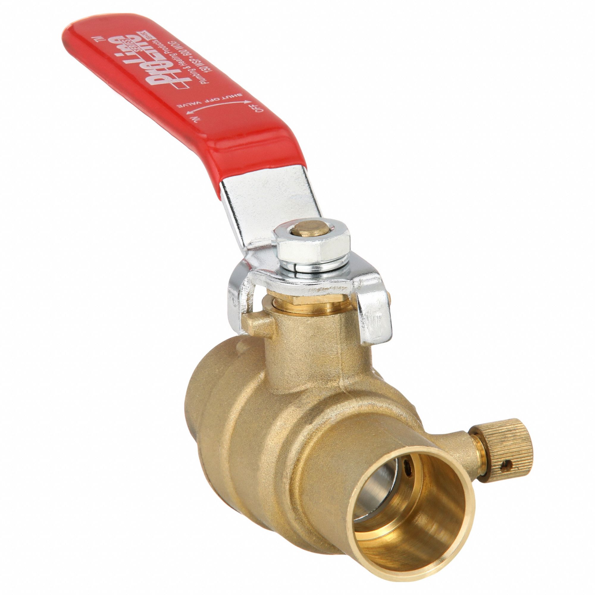 Stop and Waste Valve: 3/4 in Pipe Size, Sweat x Sweat, Brass, Lever