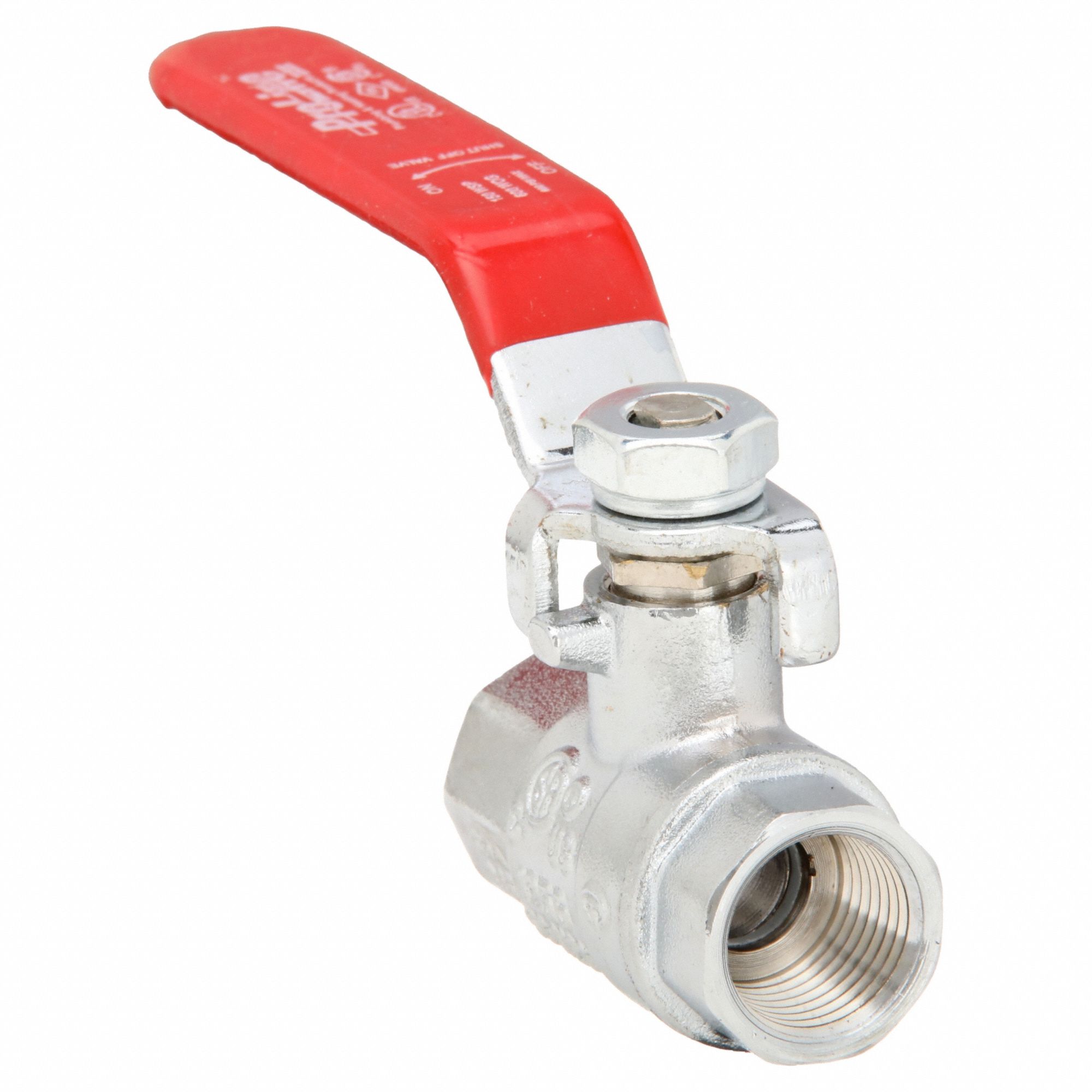 Manual Two-Way Ball Valve: 3/8 in, Chrome-Plated Brass, Straight, FIP x FIP, Lever
