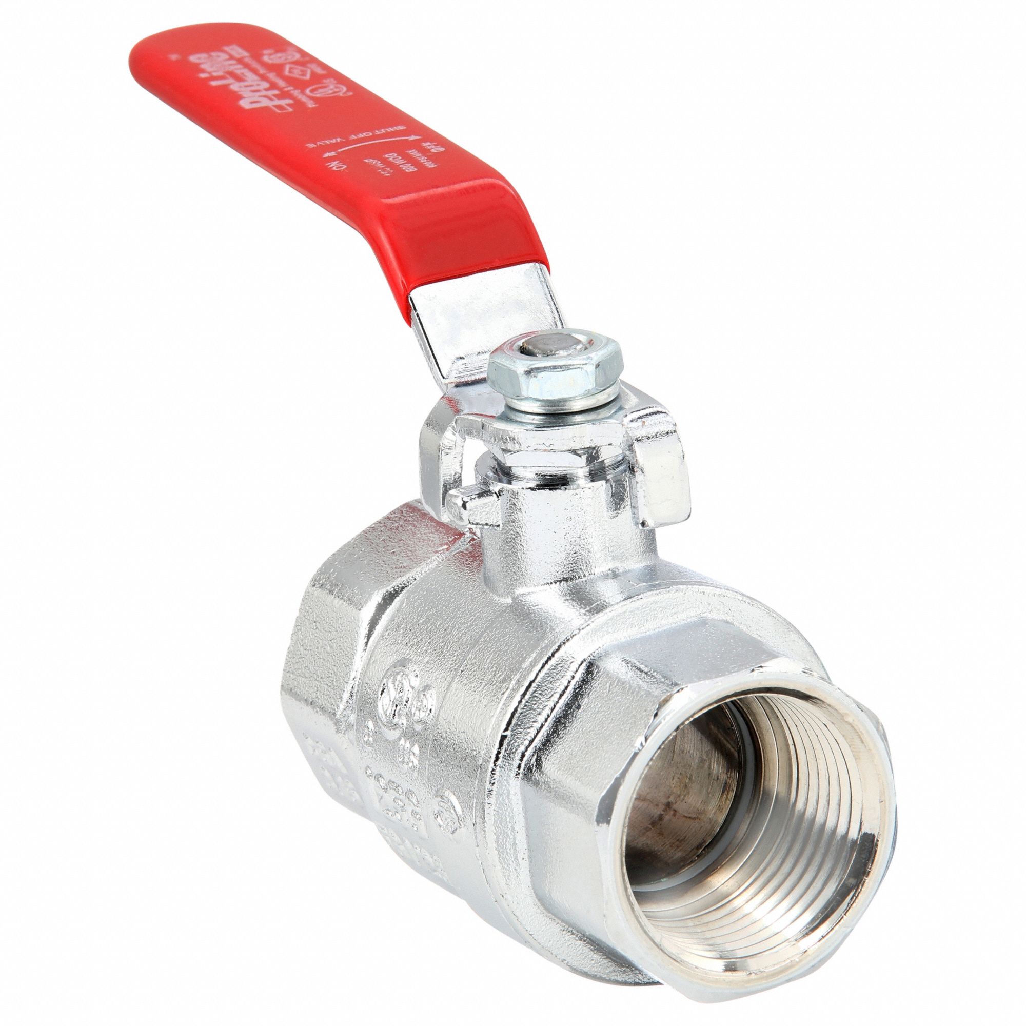 Manual Two-Way Ball Valve: 1 in, Chrome-Plated Brass, Straight, FIP x FIP, Two-Piece