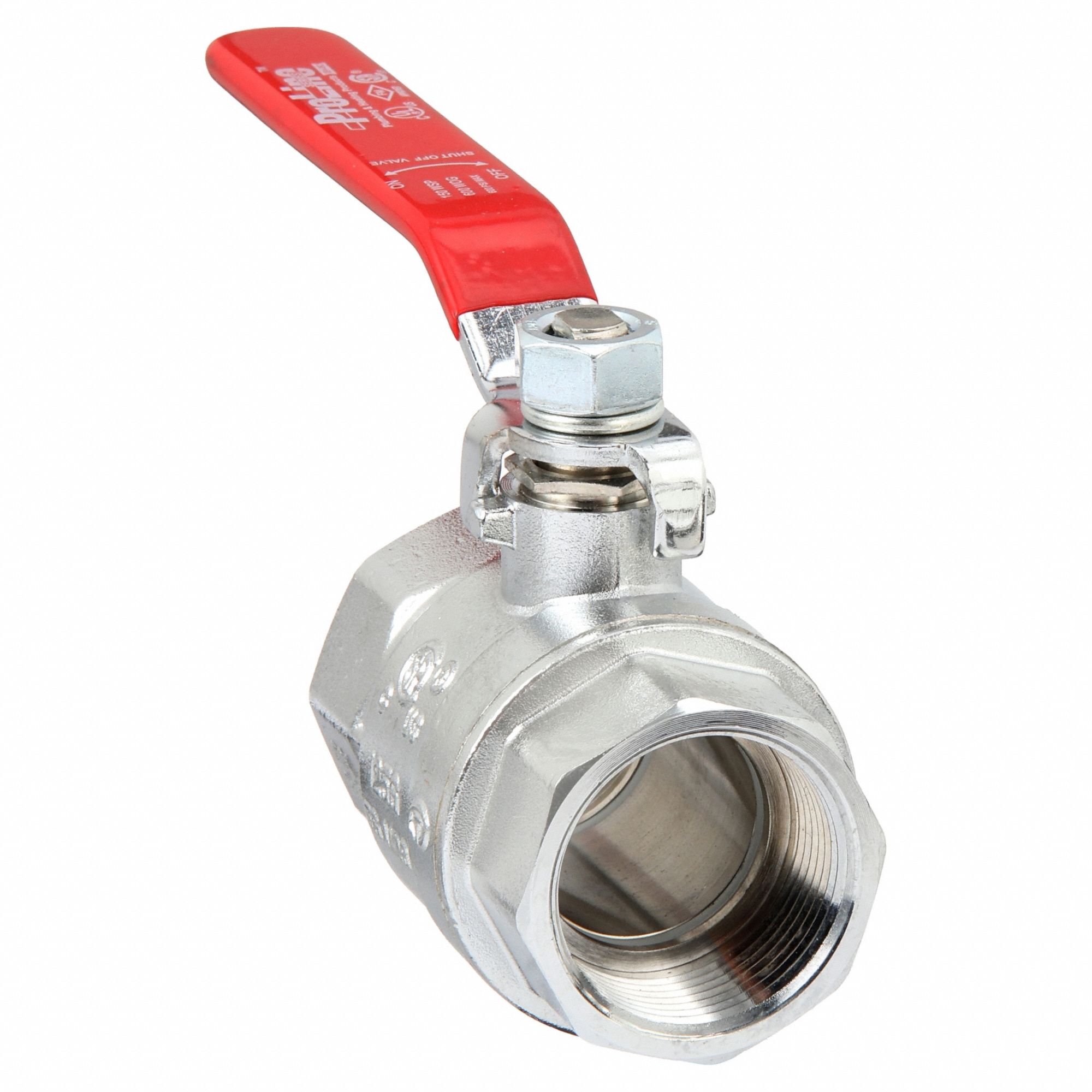 Manual Two-Way Ball Valve: 1 1/4 in, Chrome-Plated Brass, Straight, FIP x FIP, Lever
