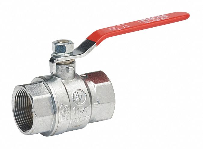 GRAINGER APPROVED Ball Valve, Chrome-Plated Brass, Inline, 2-Piece ...