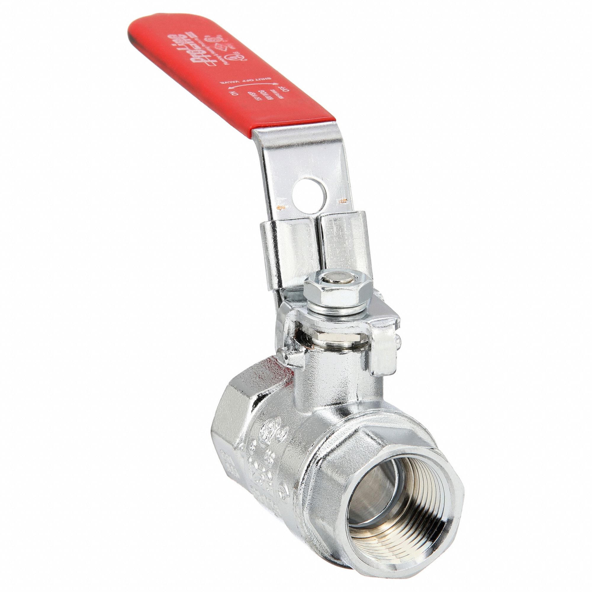Manual Two-Way Ball Valve: 3/4 in, Chrome-Plated Brass, Straight, FIP x FIP, Lever