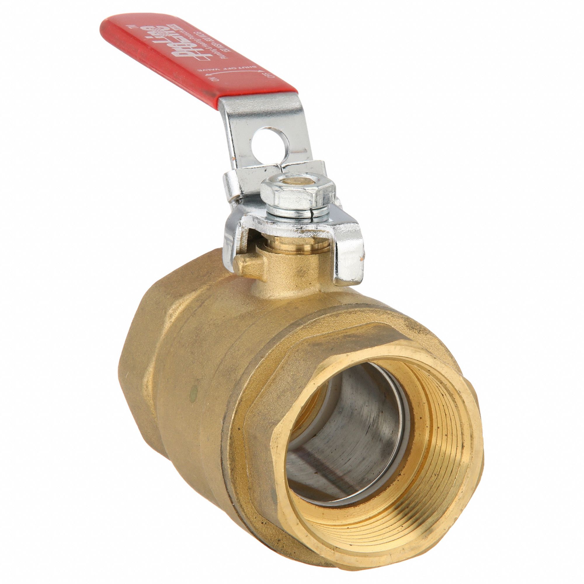 Manual Two-Way Ball Valve: 1 1/4 in, Brass, Straight, FIP x FIP, Full Port Ball Port