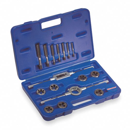 WESTWARD Tap and Die Set: 16 Pieces, 1/4