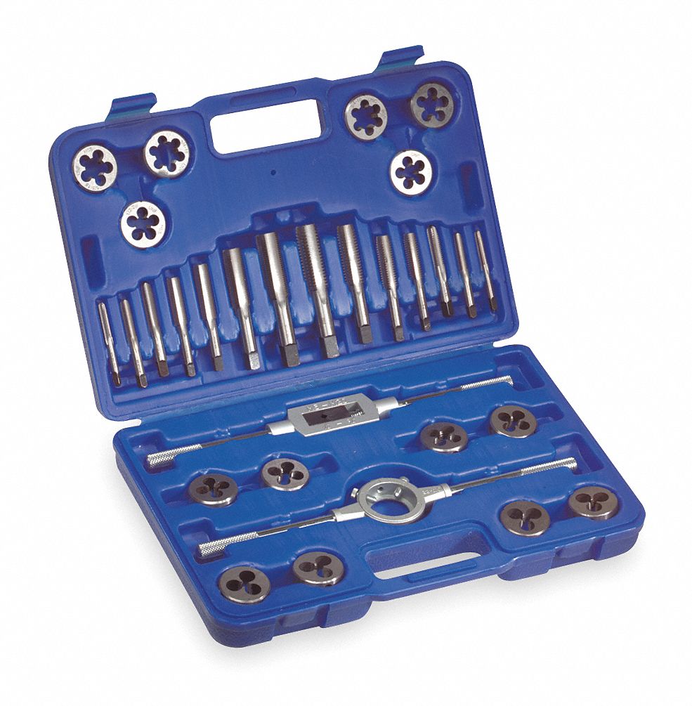 WESTWARD Tap and Die Set, Number of Pieces 30, Die Shape Round Fixed