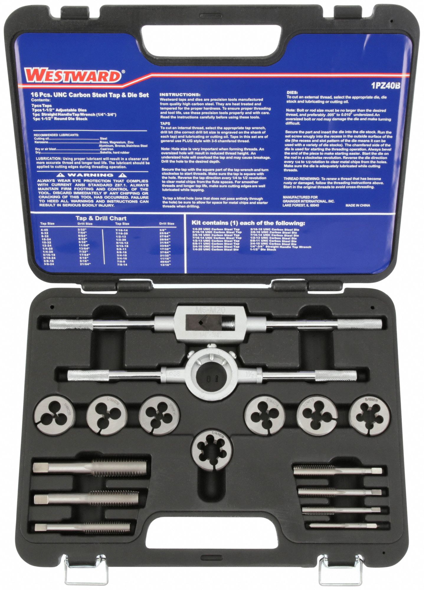 TAP & DIE SET, 16-PC, ¼