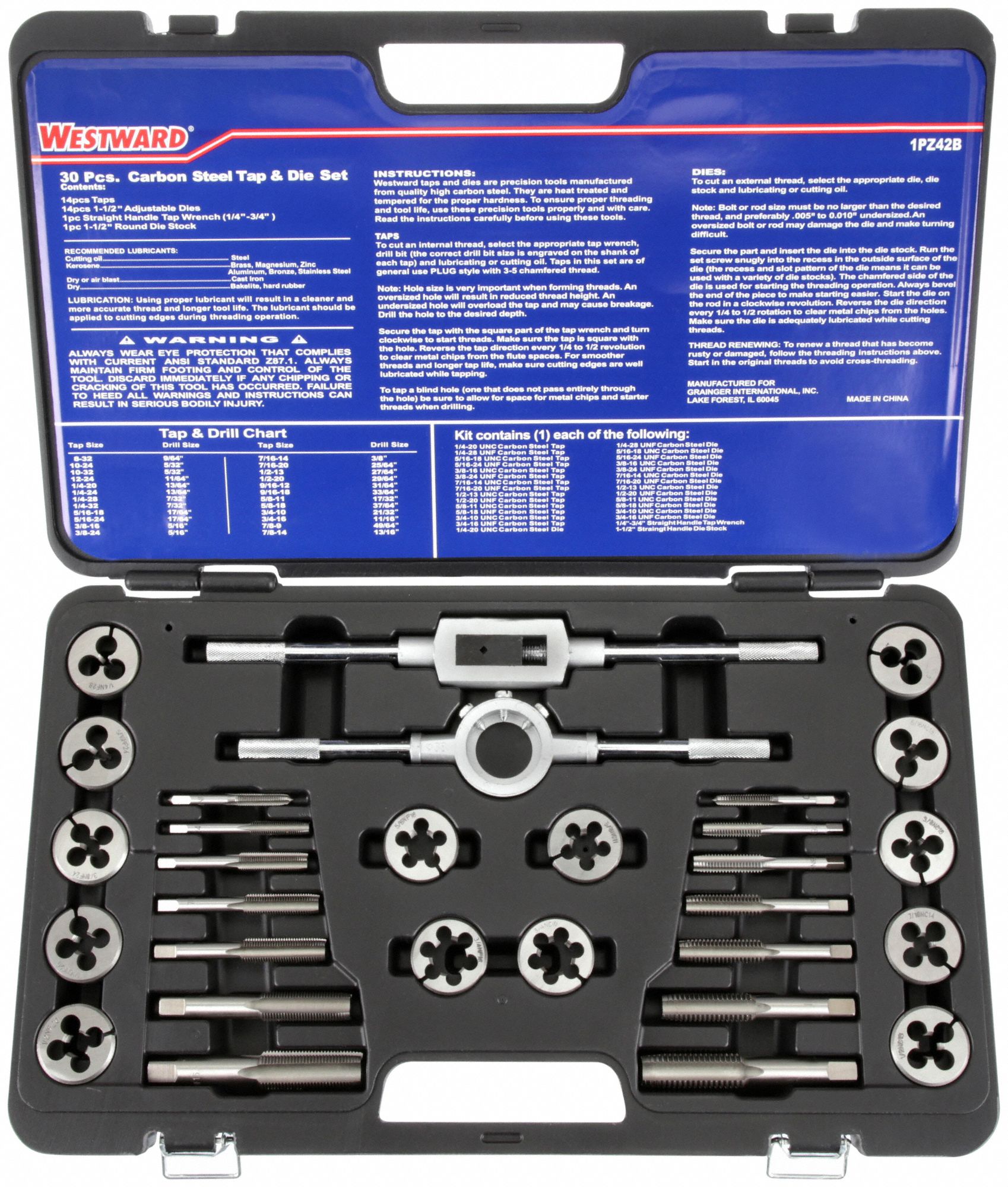 TAP & DIE SET, 30-PC, ¼