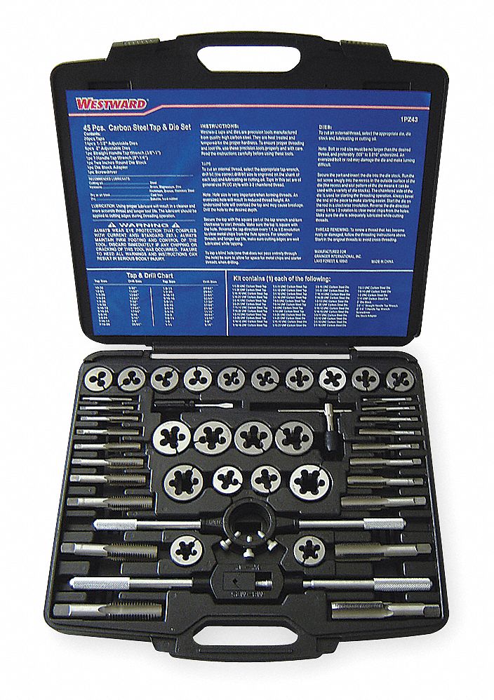 TAP & DIE SET, 45 PIECES, ¼