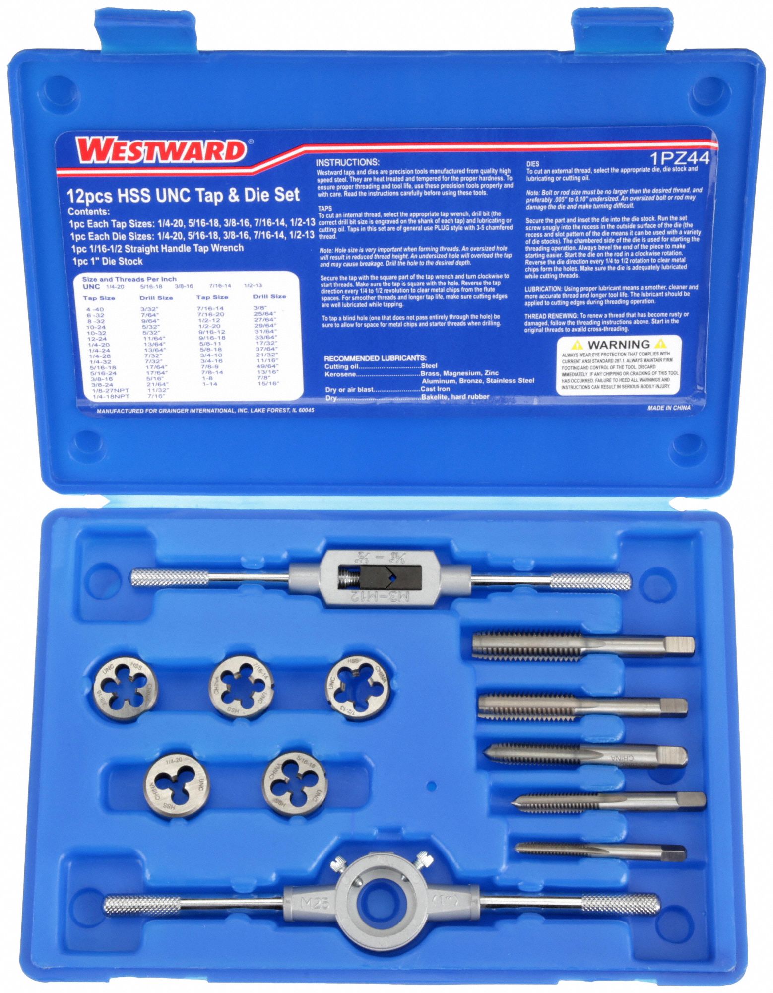 TAP & DIE SET, 12-PC, ¼