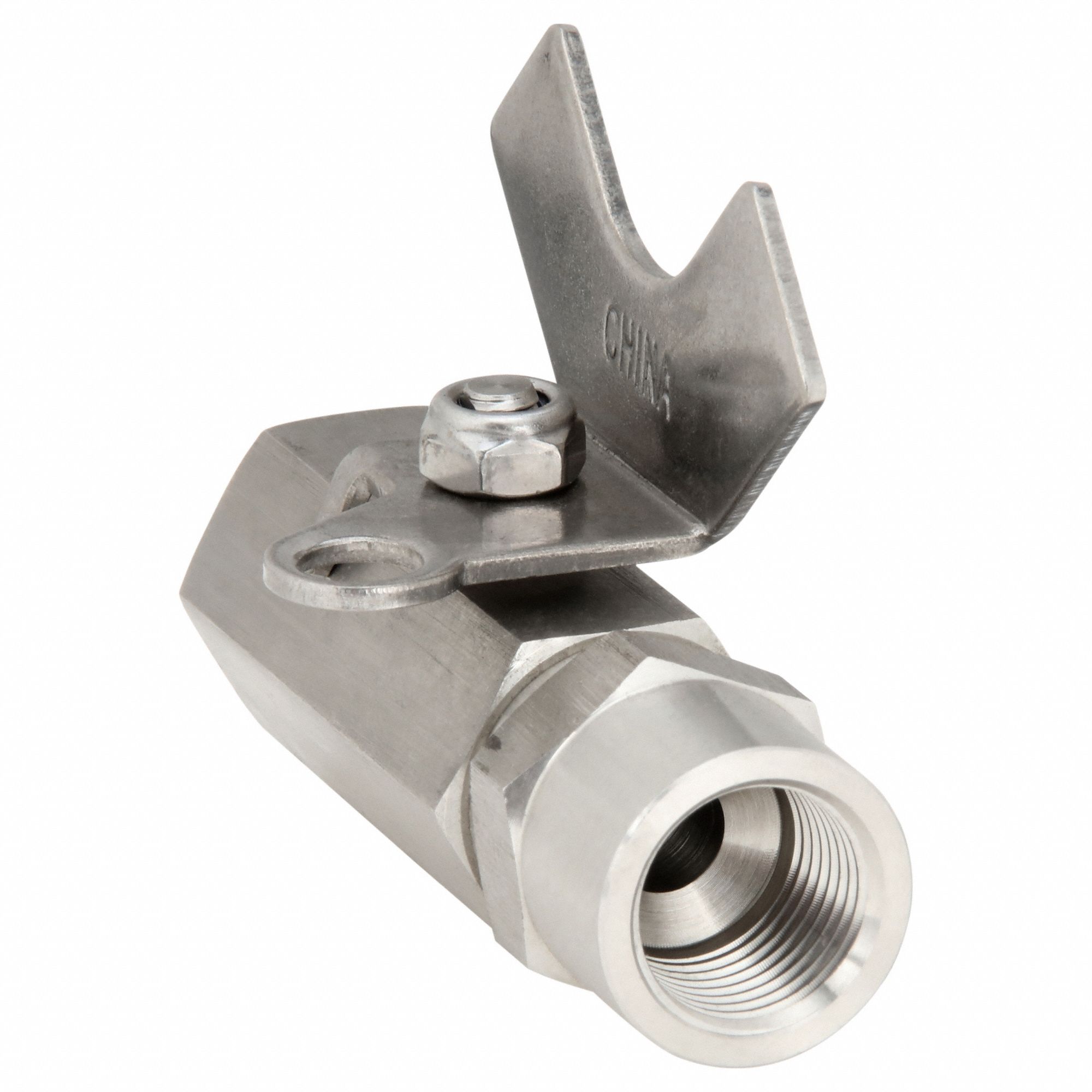 Manual Two-Way Ball Valve: 3/8 in, 316 Stainless Steel, Straight Valve Body, Tee