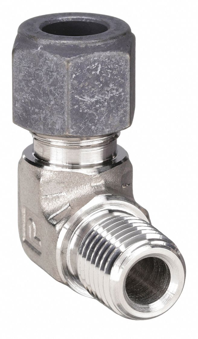 Compression Fitting Elbow: 1/2 in OD x 1/4 in Pipe Fitting Size, Compression x MNPT