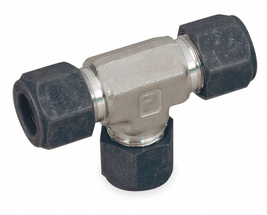 PARKER 316 Stainless Steel CPI  x CPI  Union Tee, 3/8" Tube Size   Compression Tube Fittings   1PZL4|6 6 6 JBZ SS