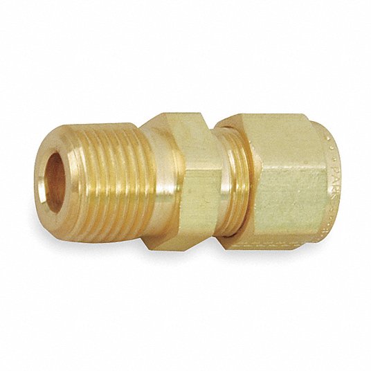 Tube OD 1/4 10 PCS Brass Fitting Compression Male Connector Male Pipe Size 1/4 