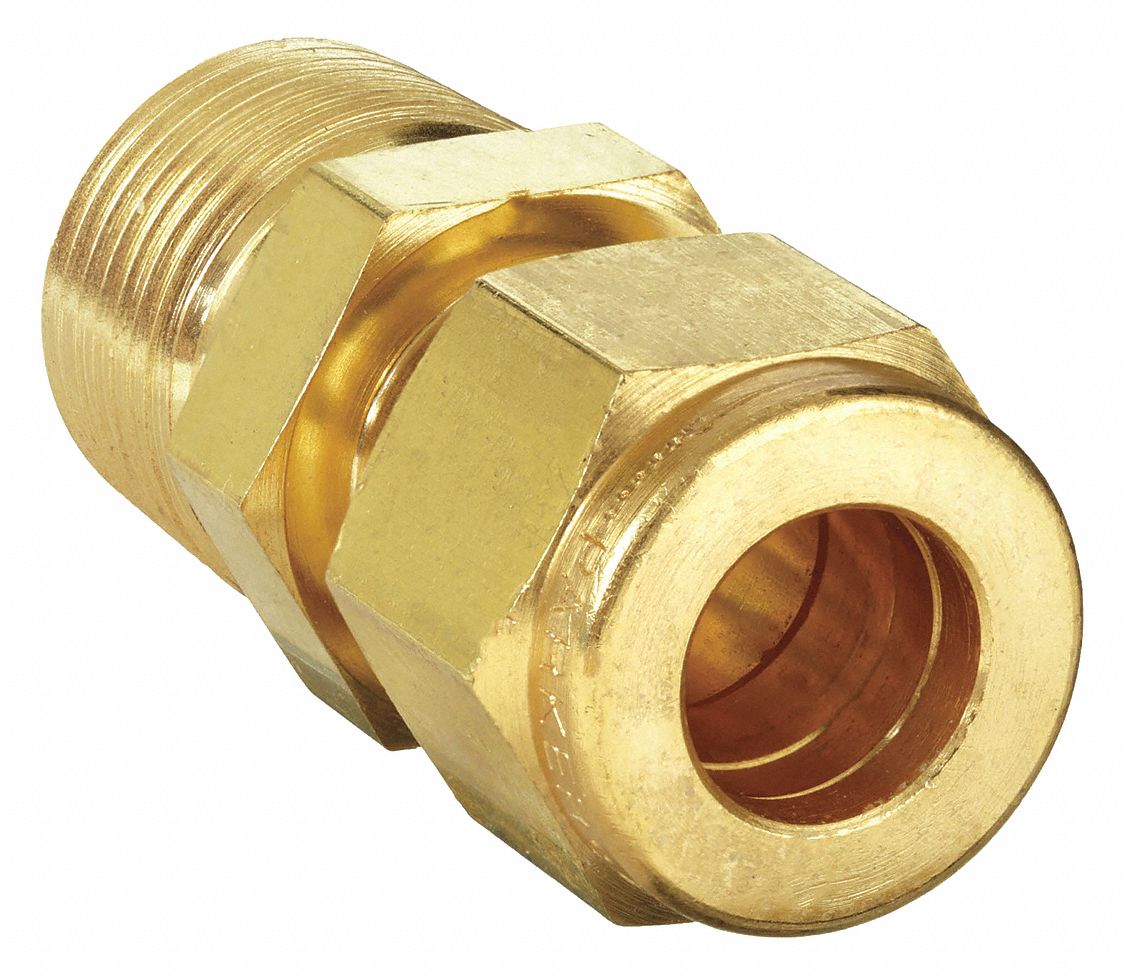MALE CONNECTOR: BRASS, FOR ⅜ IN TUBE OD, ⅜ IN PIPE SIZE, COMPRESSION X MNPT