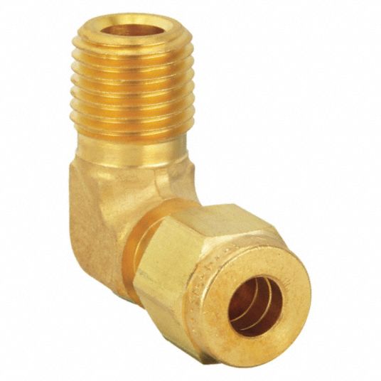 Brass Double Ferrule Instrumentation Tube Fitting - Male Elbow - 3