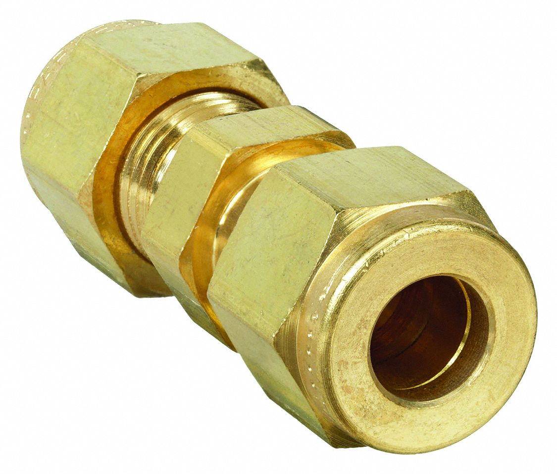 UNION: BRASS, FOR ¼ IN X ¼ IN TUBE OD, COMPRESSION X COMPRESSION, 1⅝ IN OVERALL LG