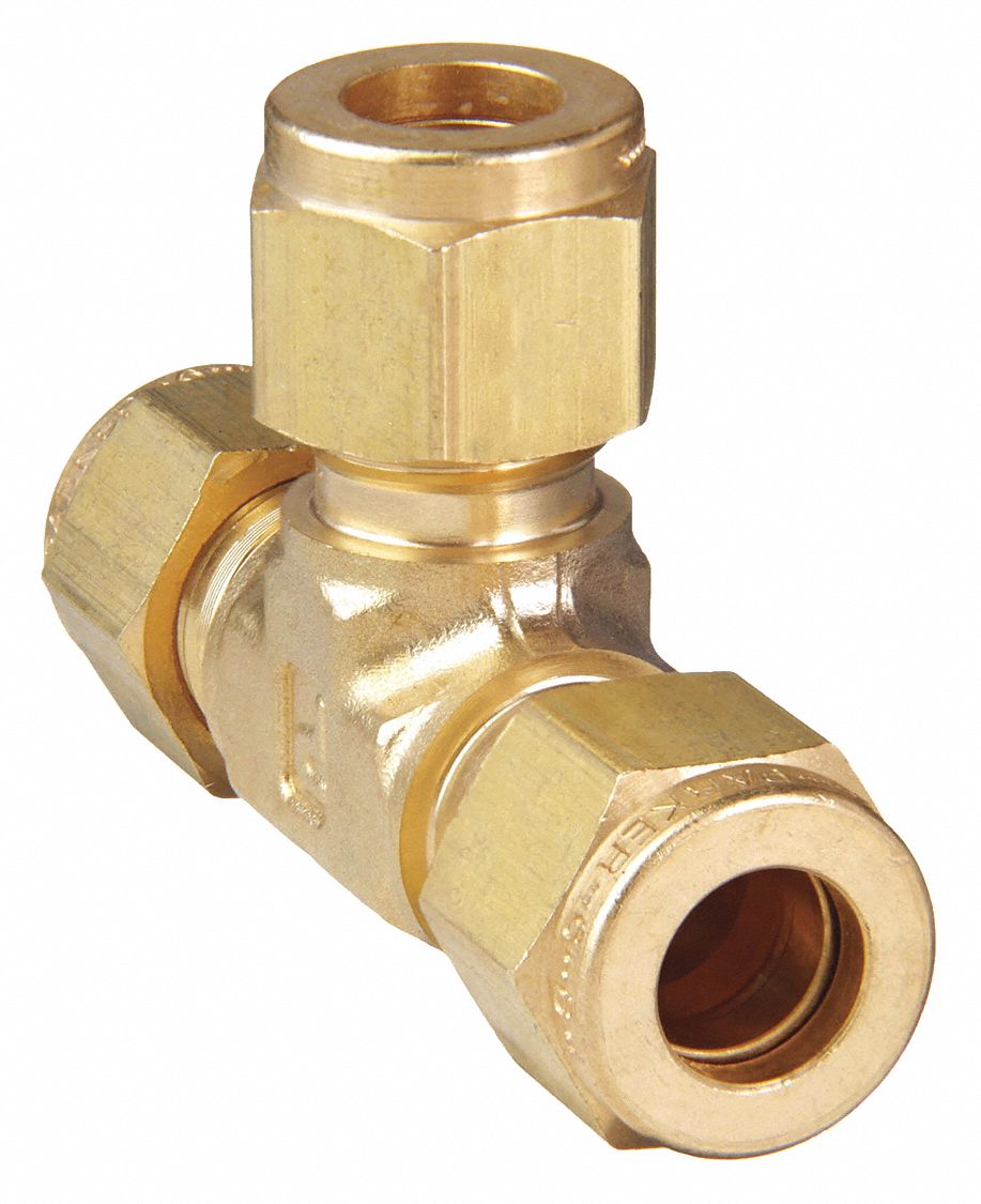 UNION TEE: BRASS, FOR ½ IN X ½ IN X ½ IN TUBE OD, COMPRESSION X COMPRESSION X COMPRESSION