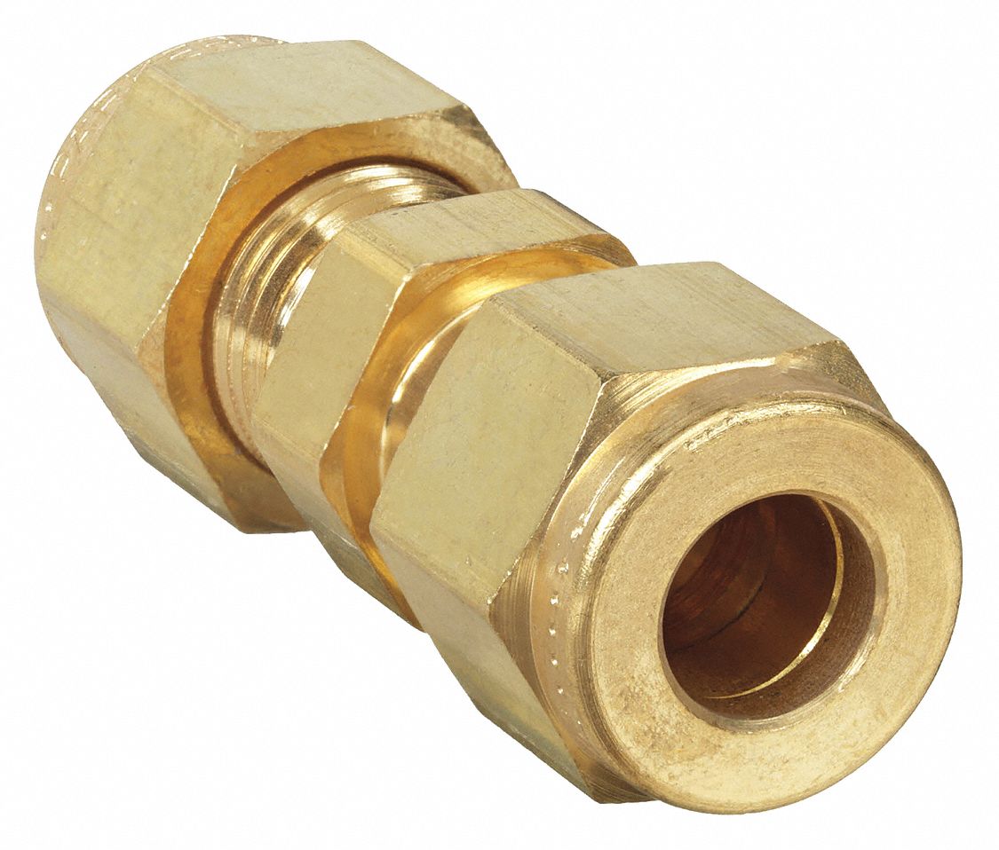 UNION: BRASS, FOR ¼ IN X ¼ IN TUBE OD, COMPRESSION X COMPRESSION, 1⅝ IN L, CPI