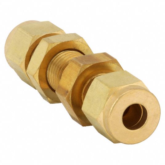 Brass, For 3/8 in x 3/8 in Tube OD, Bulkhead Union - 1PZZ2