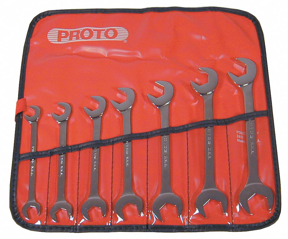 PROTO, Alloy Steel, Chrome, Open End Wrench Set 1Q405J3100A Grainger