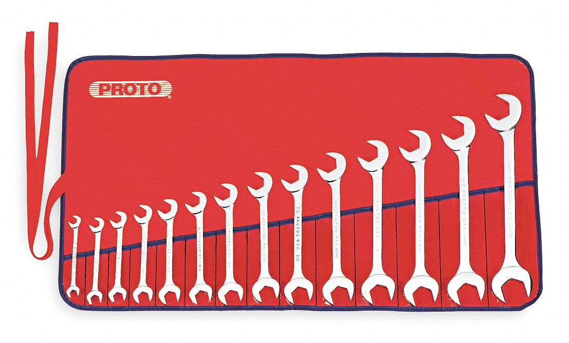 1Q407 - Angle Open End Wrench Set 11 Pc Metric