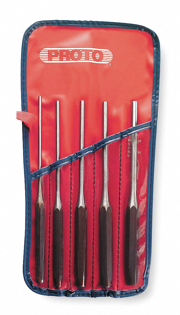 PROTO 8 in S2 Steel Drive Pin Punch Set; Number of Pieces 5 1Q736