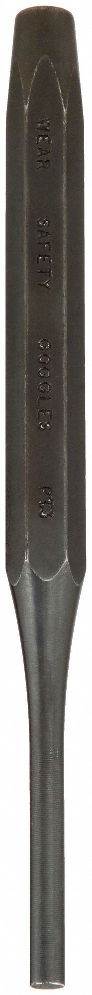 915042-7 Proto Drive Pin Punch: 1/8 in Tip Size, 5/16 in Shank Wd, 4 3/4 in  Overall Lg, Hexagon, Flat, SAE