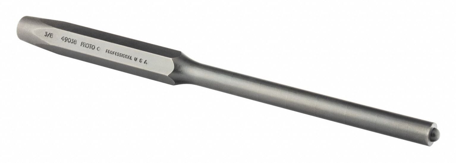 PROTO Roll Pin Punch 3/8 in Tip Size, 1/2 in Shank Wd, 7 1/2 in