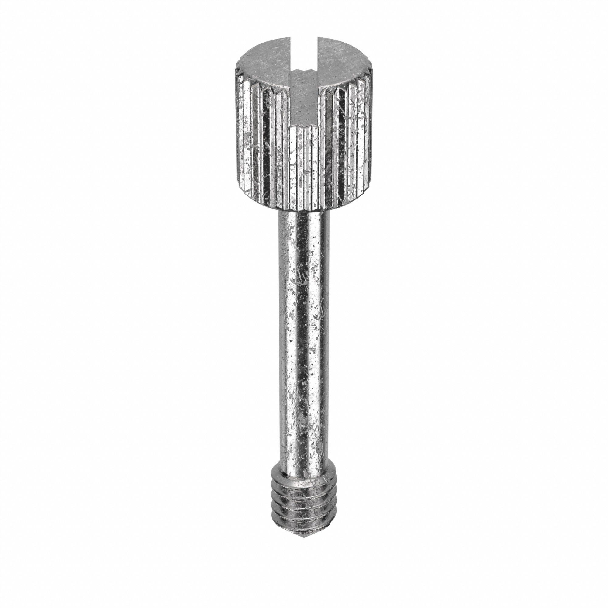 Captive Panel Screw: #8-32 Thread Size, 11/16 in Lg, Knurled, Round Head, Slotted, 18-8, Plain, 5 PK