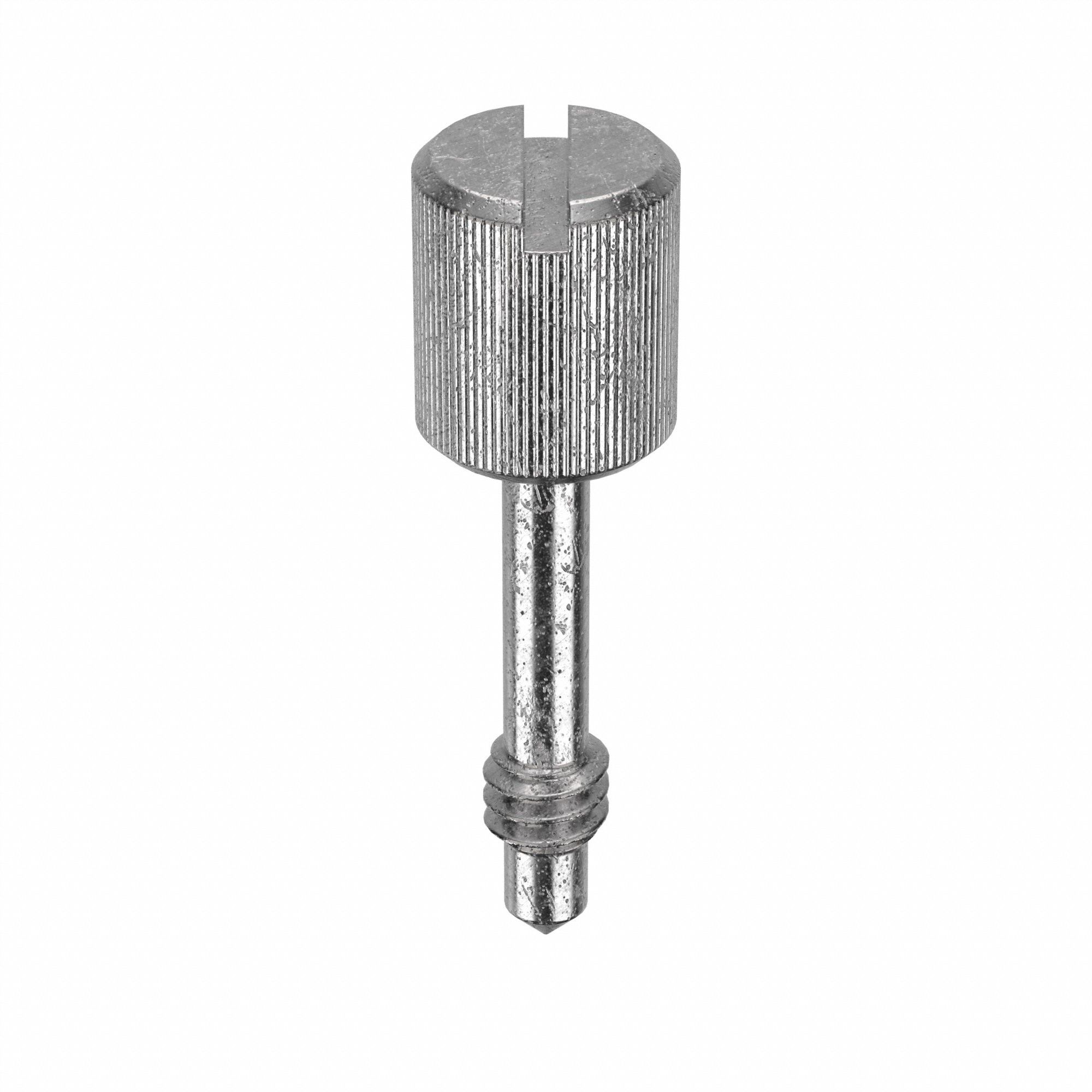 Captive Panel Screw: #10-24 Thread Size, 7/16 in Lg, Knurled, Round Head, Slotted, 18-8, Plain, 5 PK