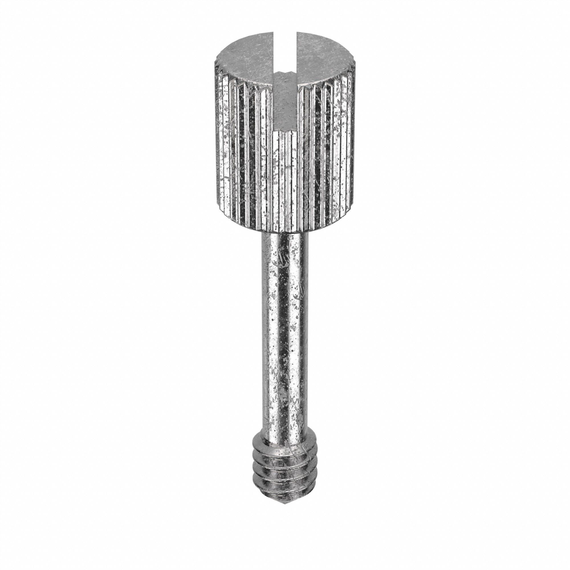 Captive Panel Screw: #10-24 Thread Size, 9/16 in Lg, Knurled, Round Head, Slotted, 18-8, Plain, 5 PK