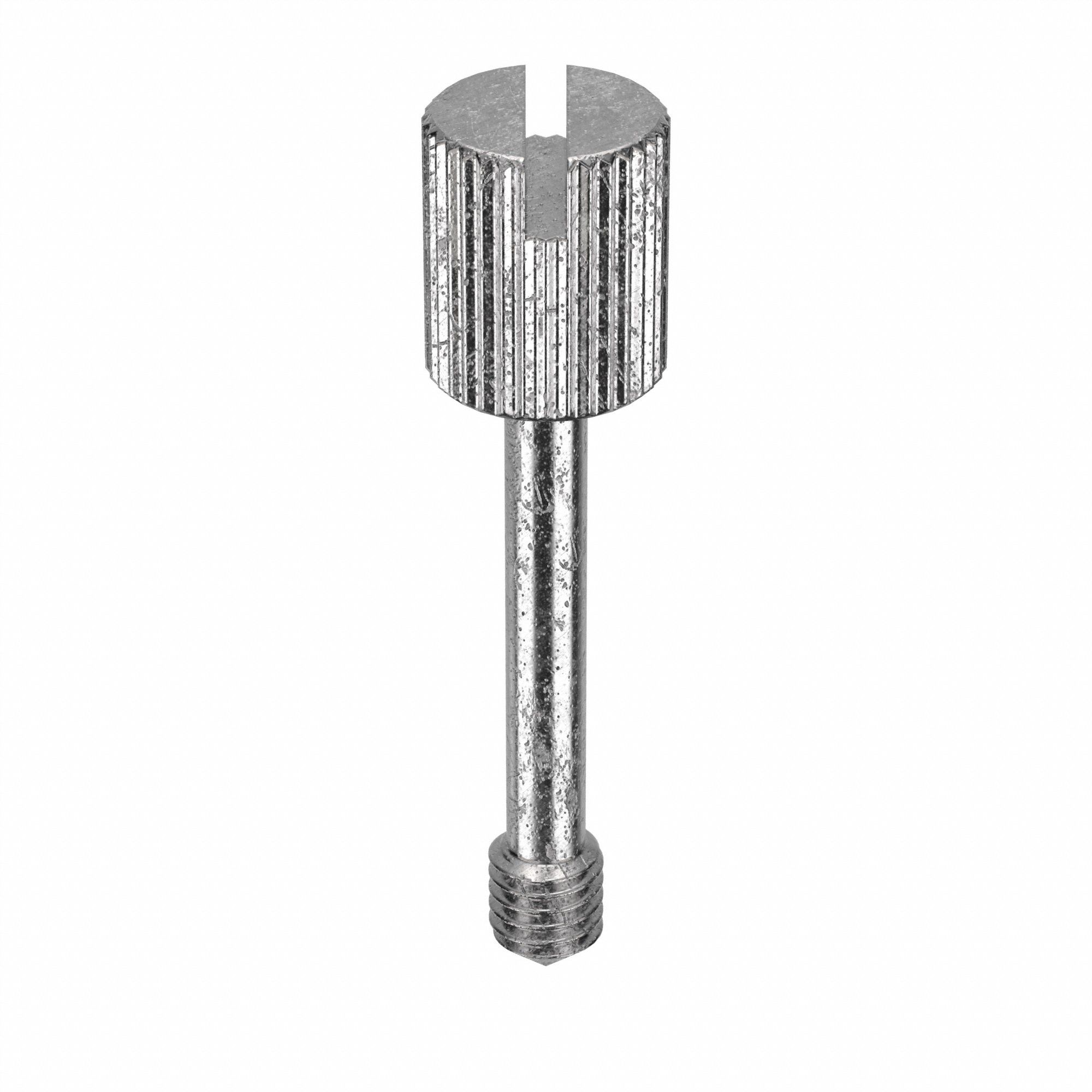 Captive Panel Screw: #10-32 Thread Size, 11/16 in Lg, Knurled, Round Head, Slotted, 18-8, 5 PK