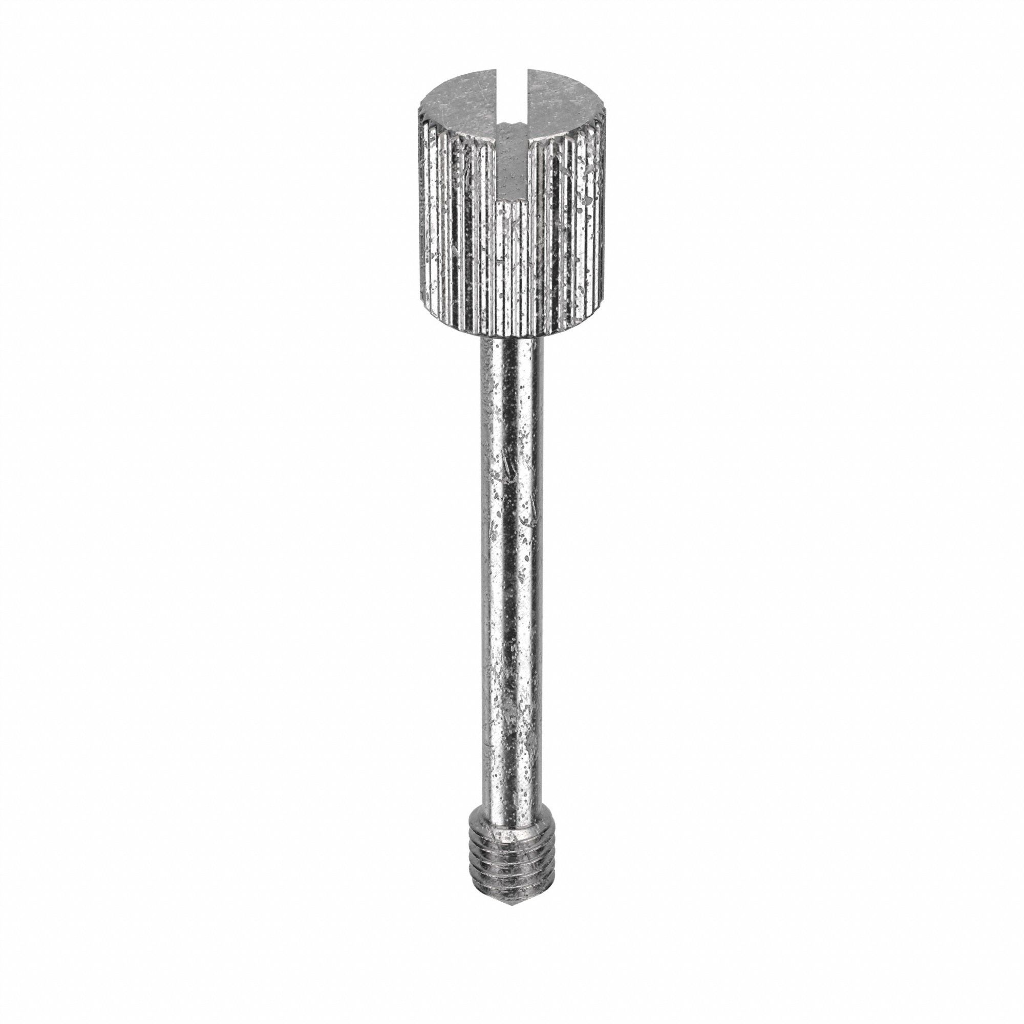 Captive Panel Screw: #10-32 Thread Size, 1 1/16 in Lg, Knurled, Round Head, Slotted, 18-8, 5 PK