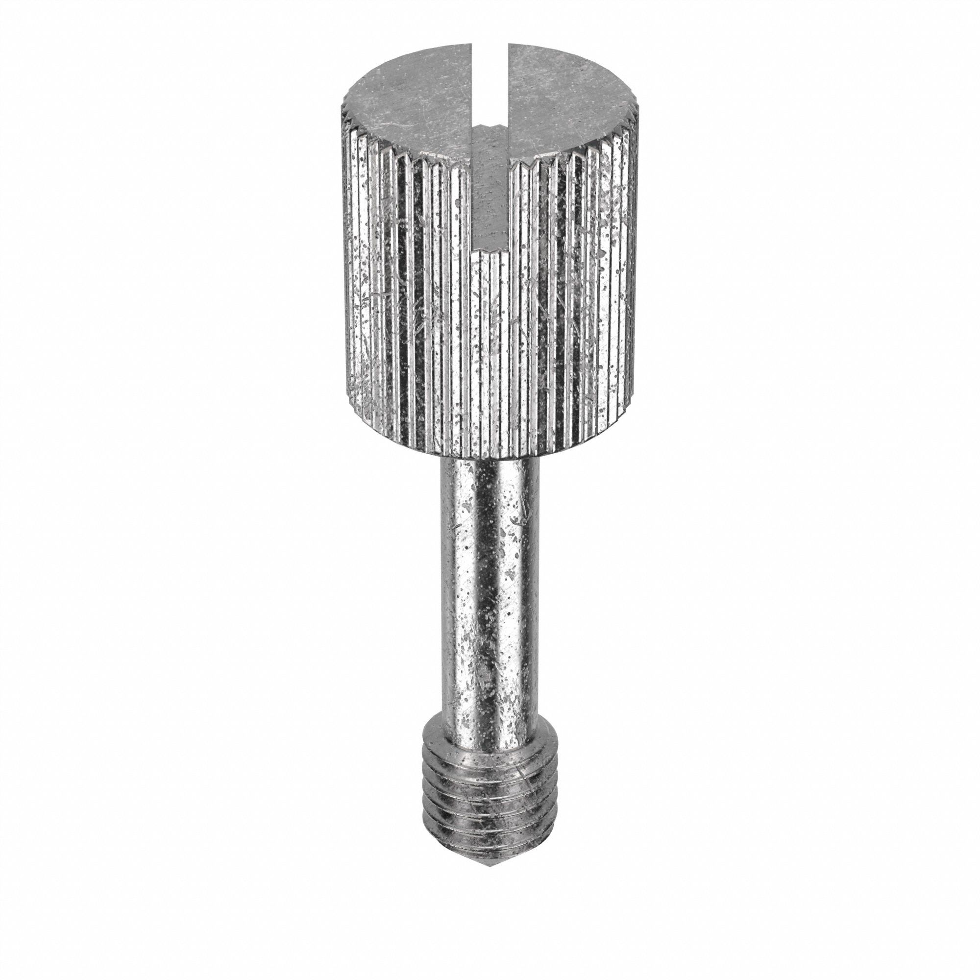 Captive Panel Screw: 1/4"-28 Thread Size, 7/16 in Lg, Knurled, Round Head, Slotted, 18-8, 5 PK