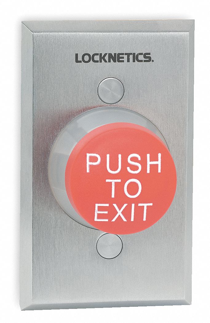 SCHLAGE ELECTRONICS Push to Exit Button, Red, Momentary, 4 1/2 in