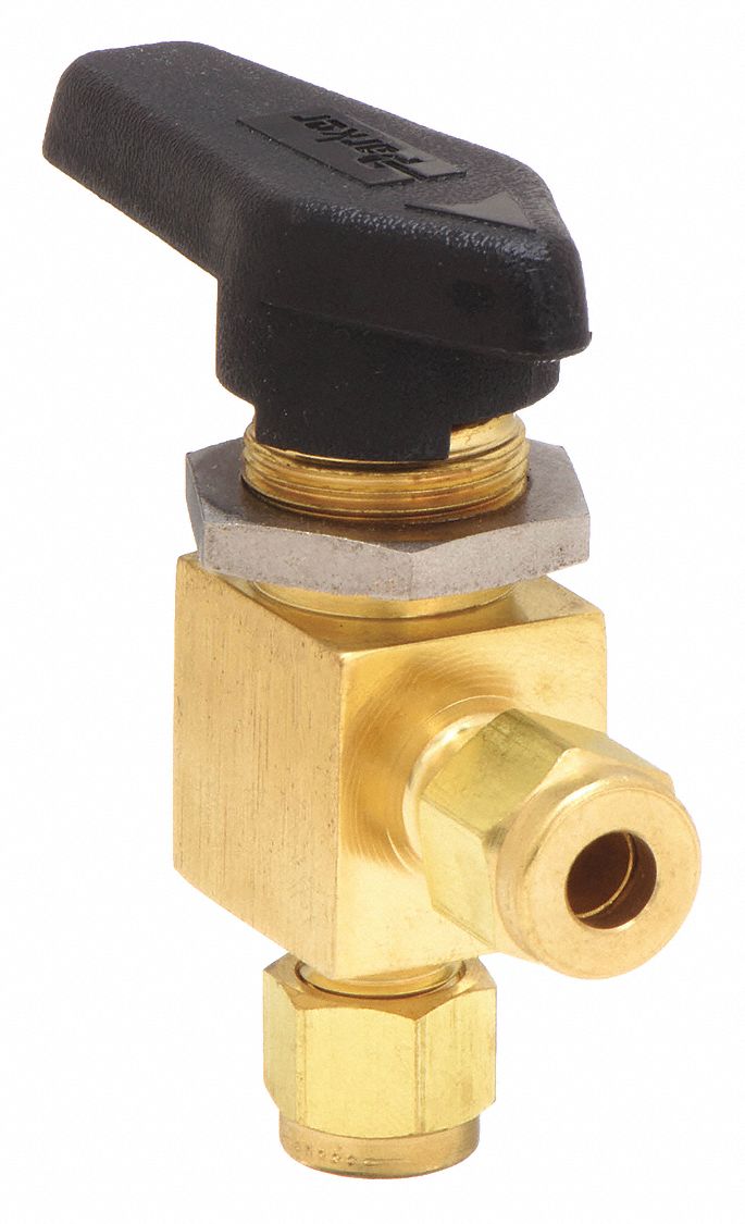 PARKER, 1/4 in, Brass, Manual Two-Way Ball Valve - 1RAK1|4Z-MB6APFA-BP ...