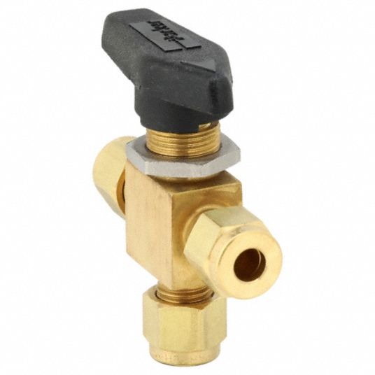 Parker, 1 4 In, Brass, Manual Three-way Ball Valve - 1rak7