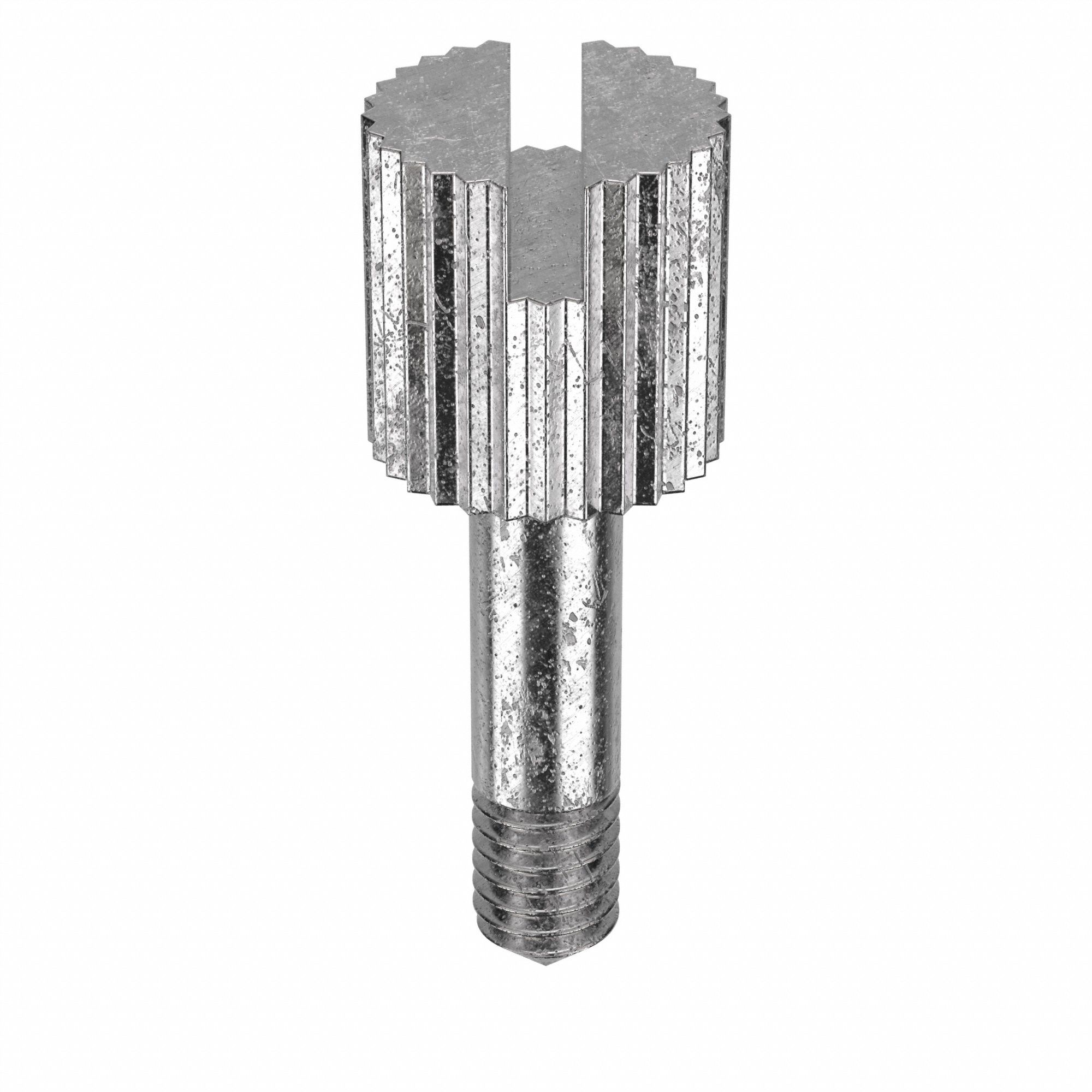 Captive Panel Screw: M3.5x0.60 Thread Size, 6 1/2 mm Lg, Knurled, Round Head, Slotted, 18-8, 5 PK