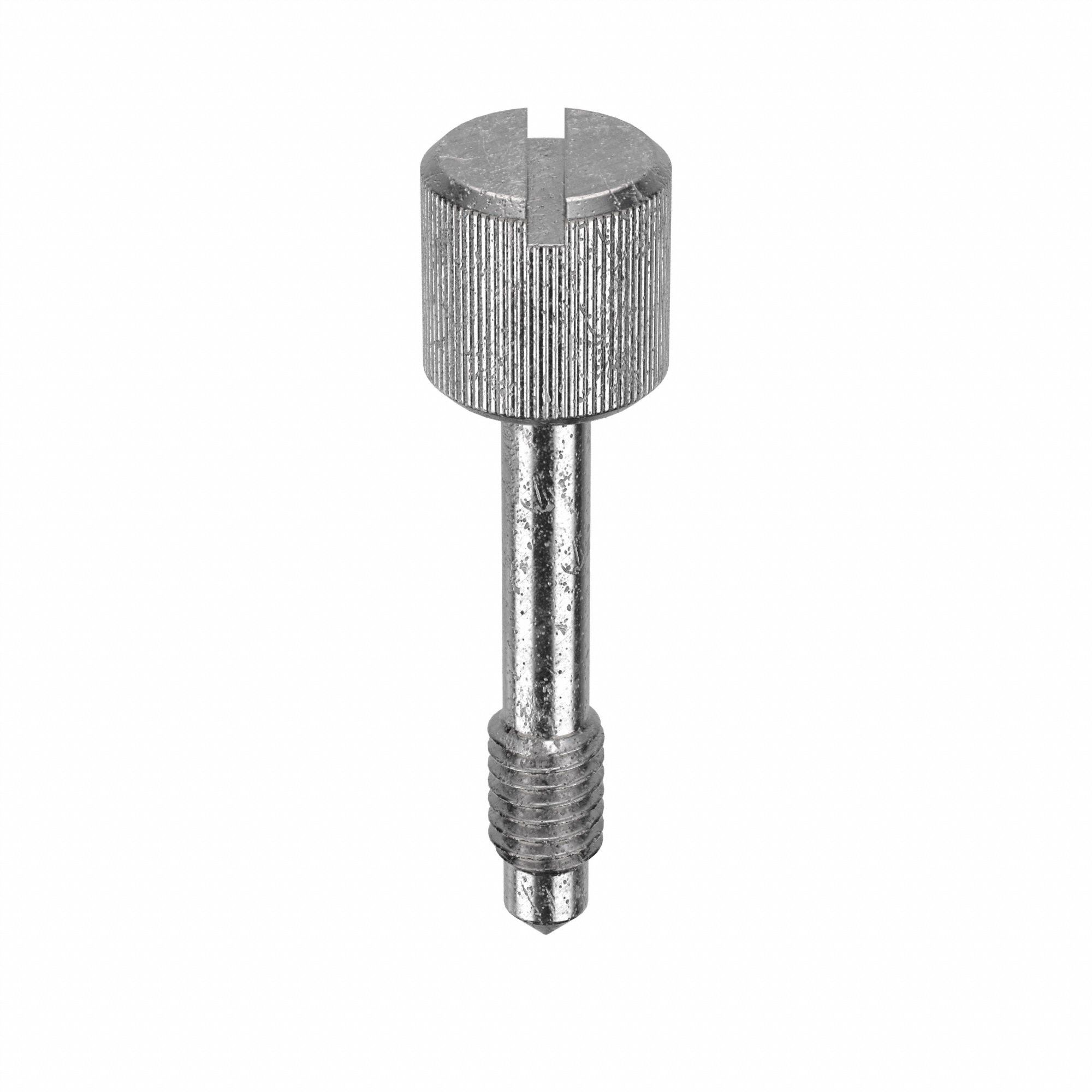 Captive Panel Screw: M4x0.70 Thread Size, 14 mm Lg, Knurled, Round Head, Slotted, 18-8, Plain, 5 PK
