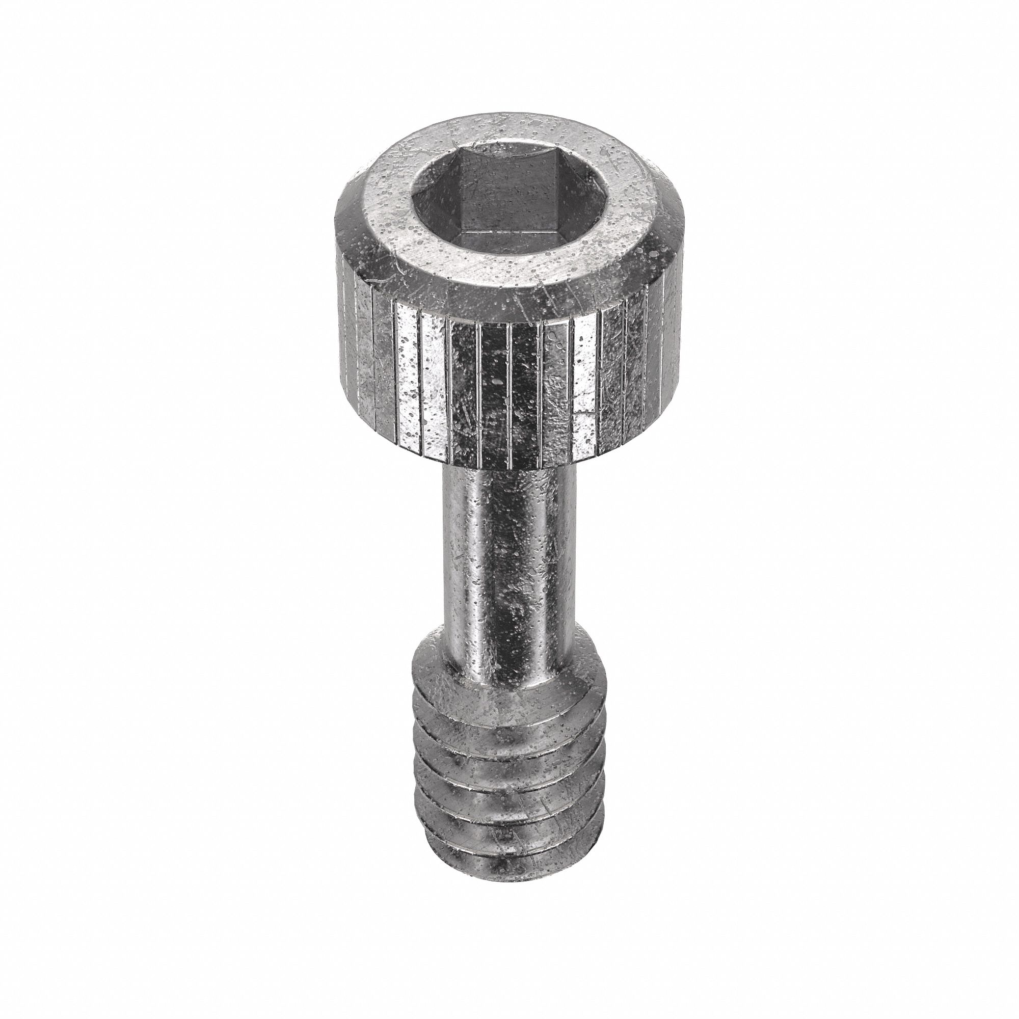 Captive Panel Screw: #6-32 Thread Size, 9/32 in Lg, Knurled, Round Head, Internal Hex, 18-8, 5 PK