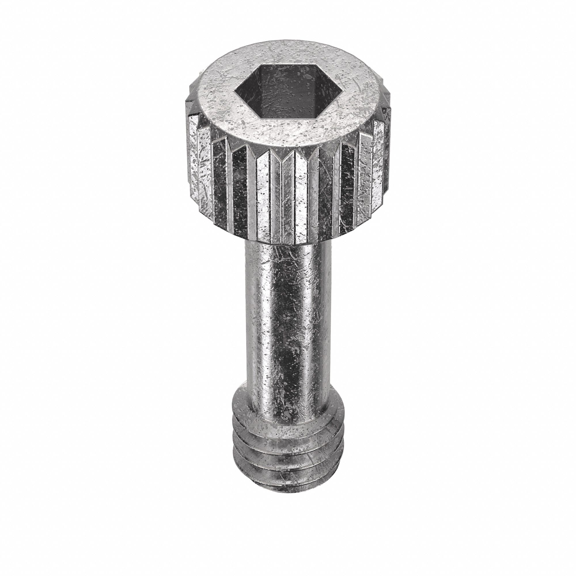 Captive Panel Screw: #8-32 Thread Size, 3/8 in Lg, Knurled, Round Head, Internal Hex, 18-8, 5 PK