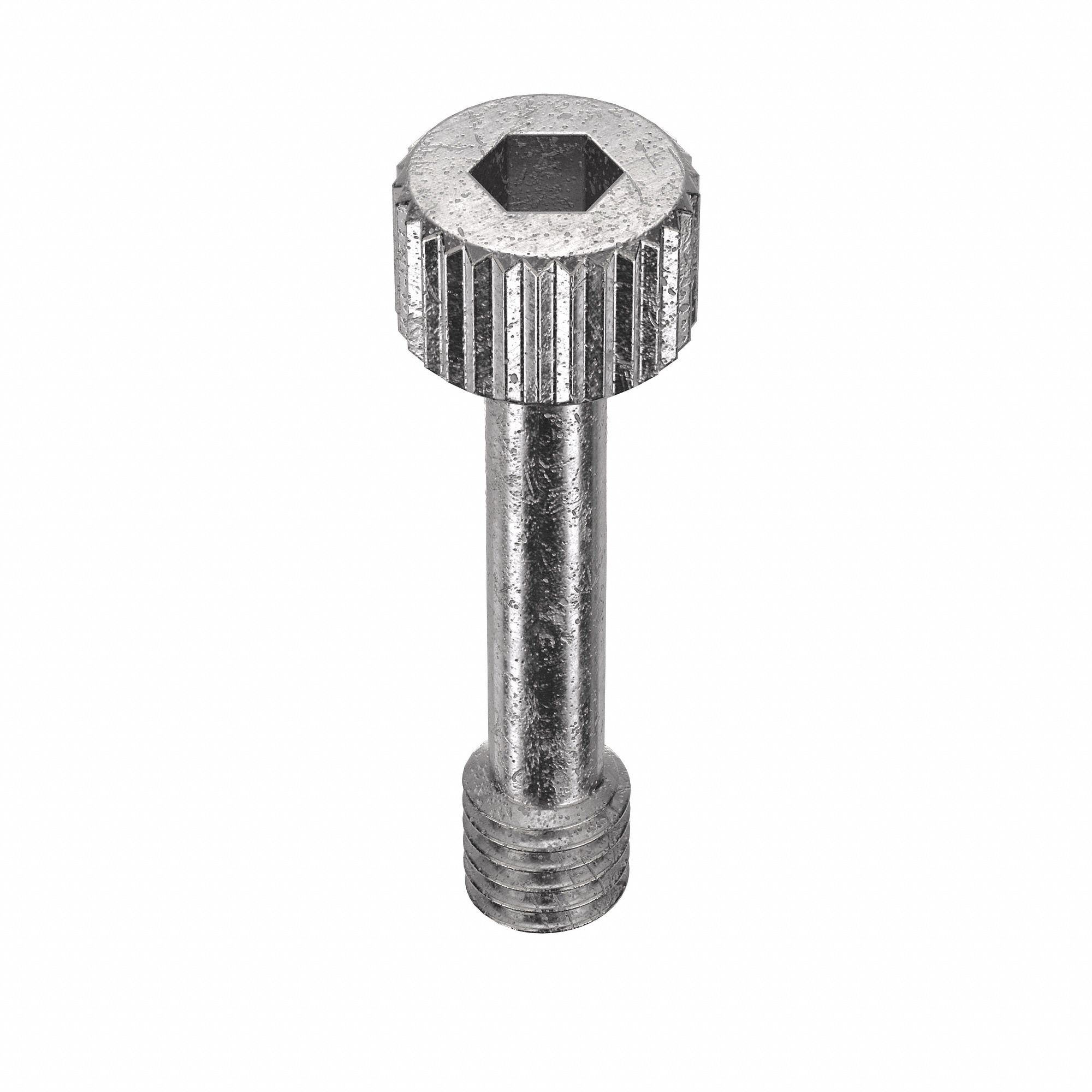 Captive Panel Screw: #10-32 Thread Size, 11/16 in Lg, Knurled, Round Head, Internal Hex, 18-8, 5 PK