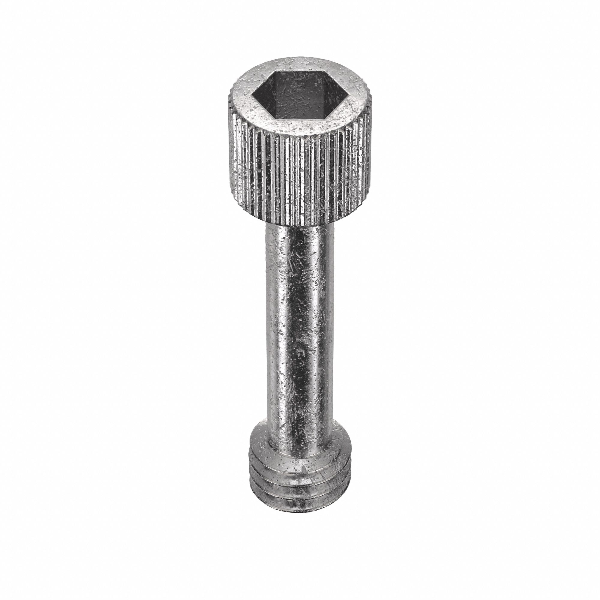Captive Panel Screw: 3/8"-16 Thread Size, 1 1/8 in Lg, Knurled, Round Head, Internal Hex, 18-8, 5 PK