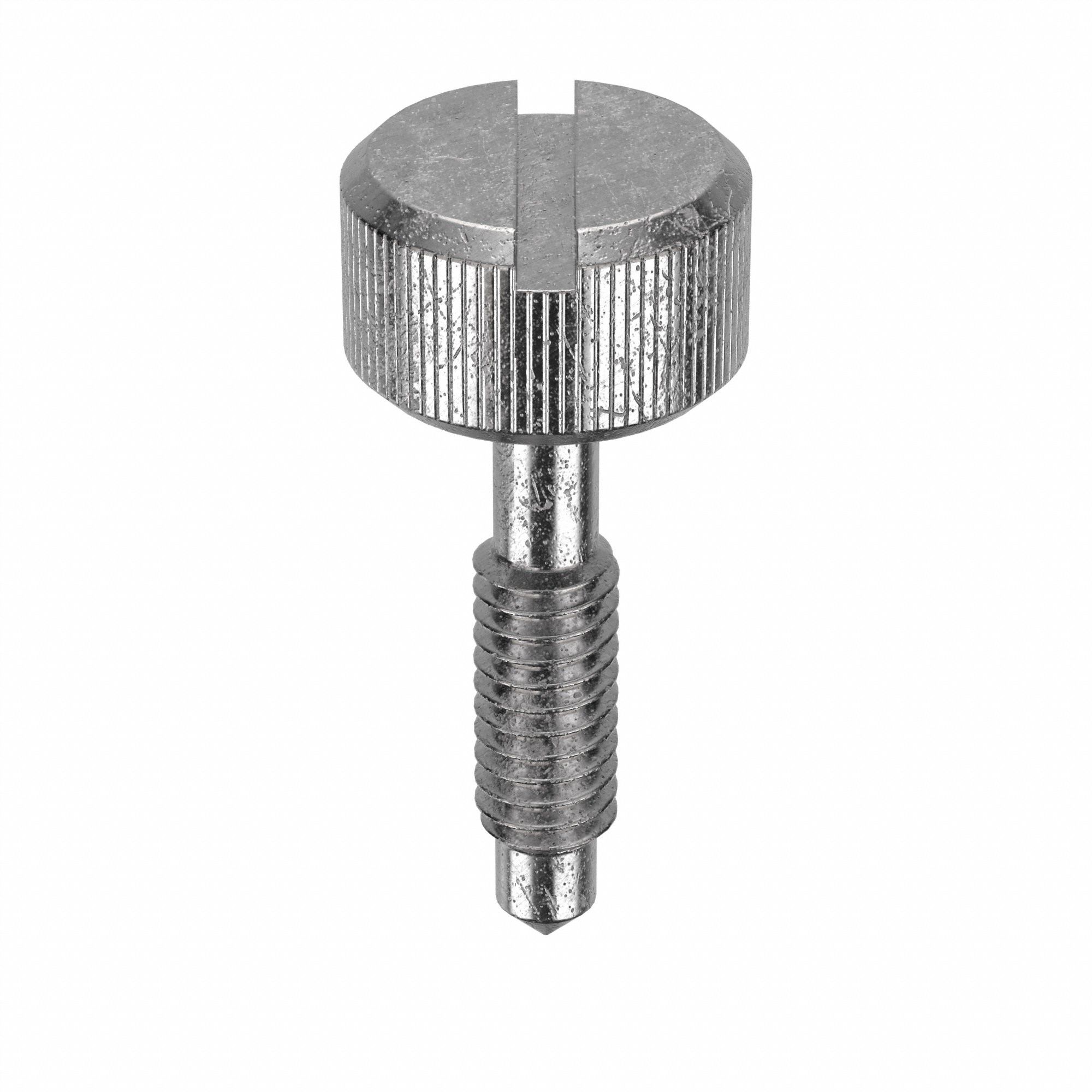 Captive Panel Screw: #8-32 Thread Size, 1/2 in Lg, Knurled, Round Head, Slotted, 18-8, Plain, 5 PK