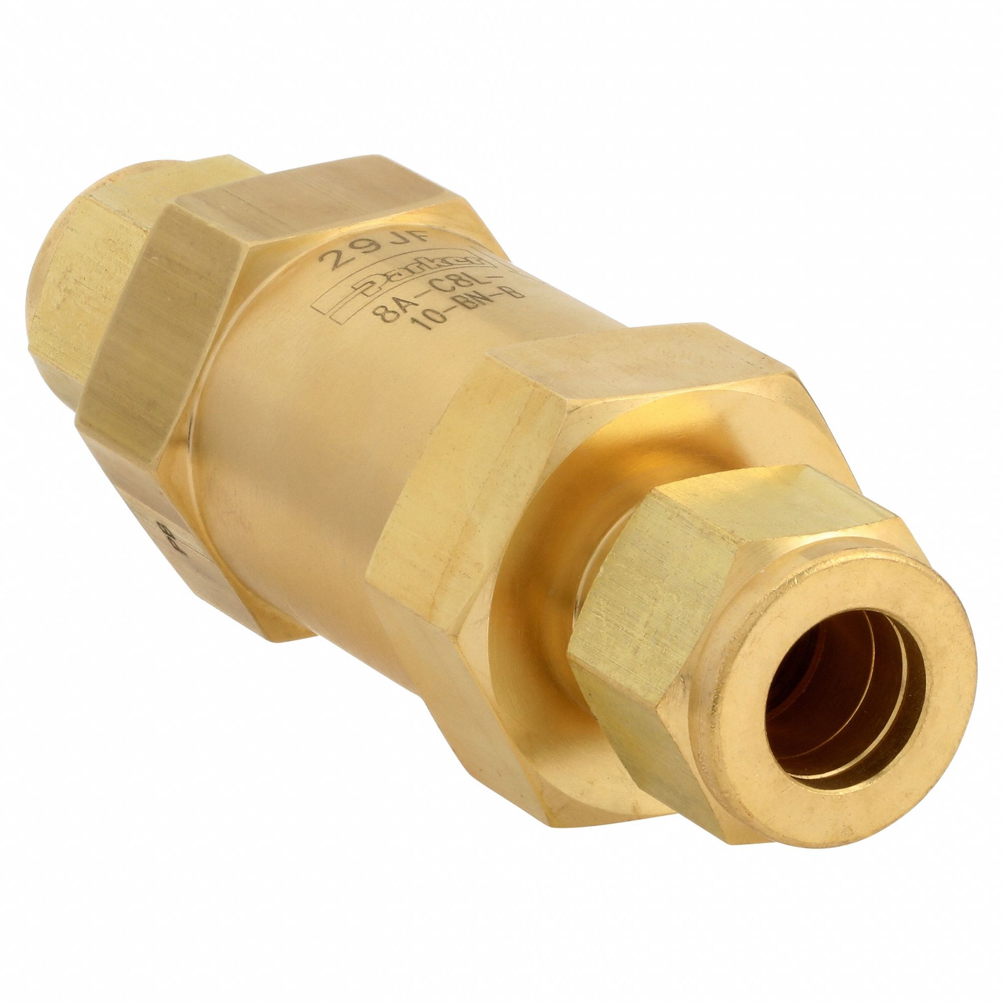 Instrumentation Check Valve: For Fluids/Gas Media, Poppet, Inline Valve Body, Brass, Buna-N