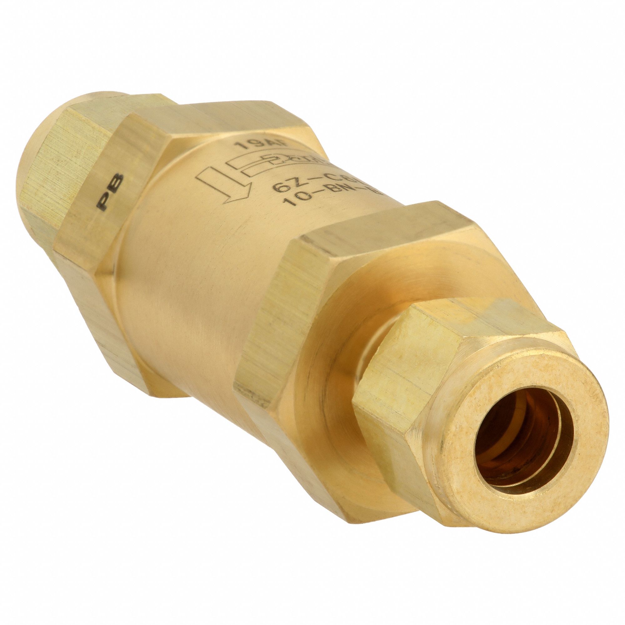 PARKER, Brass, 3/8 in, Instrumentation Check Valve 1RBF46ZC6L10BN
