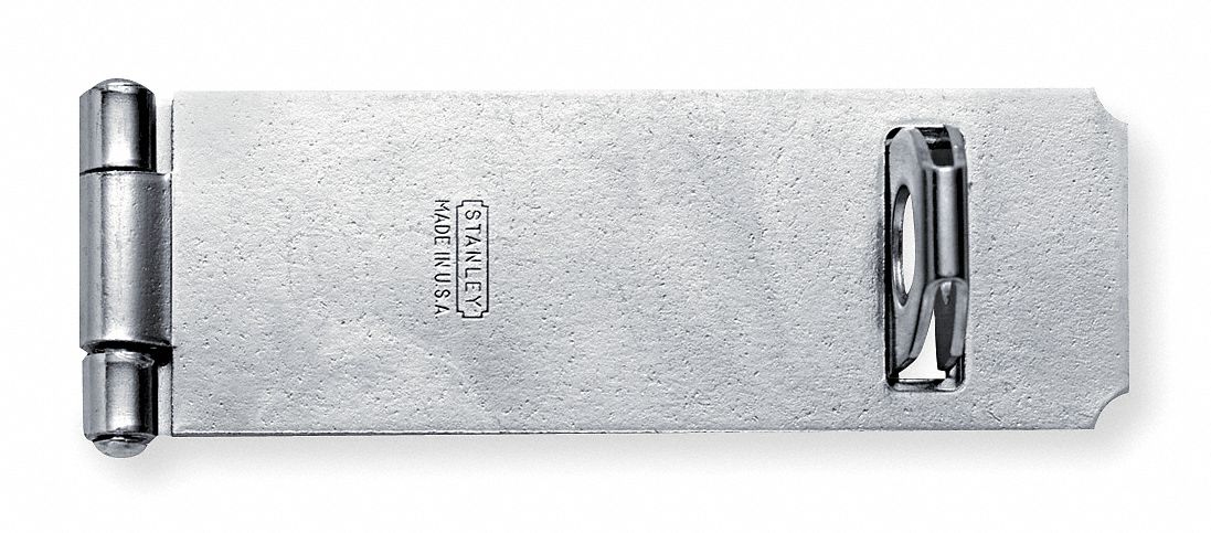 Hasp: Steel, 1 1/8 in Ht, 4 1/2 in Lg, 1 1/2 in Wd