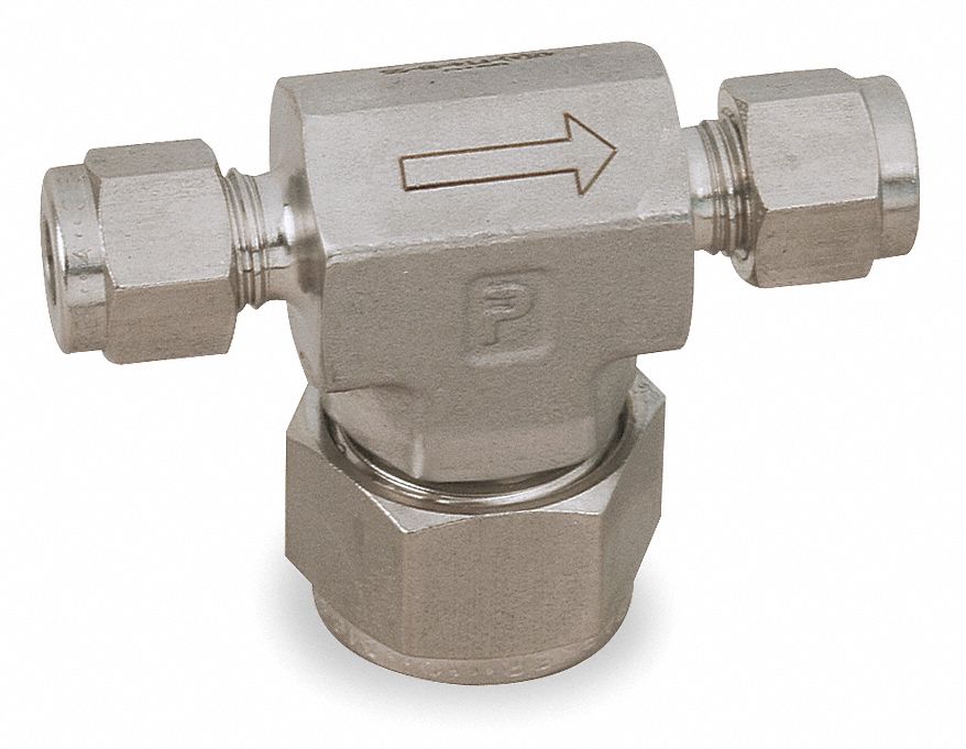 Compression Tee Fitting: 1/4 in OD x 1/4 in OD Fitting Size, Compression x Compression