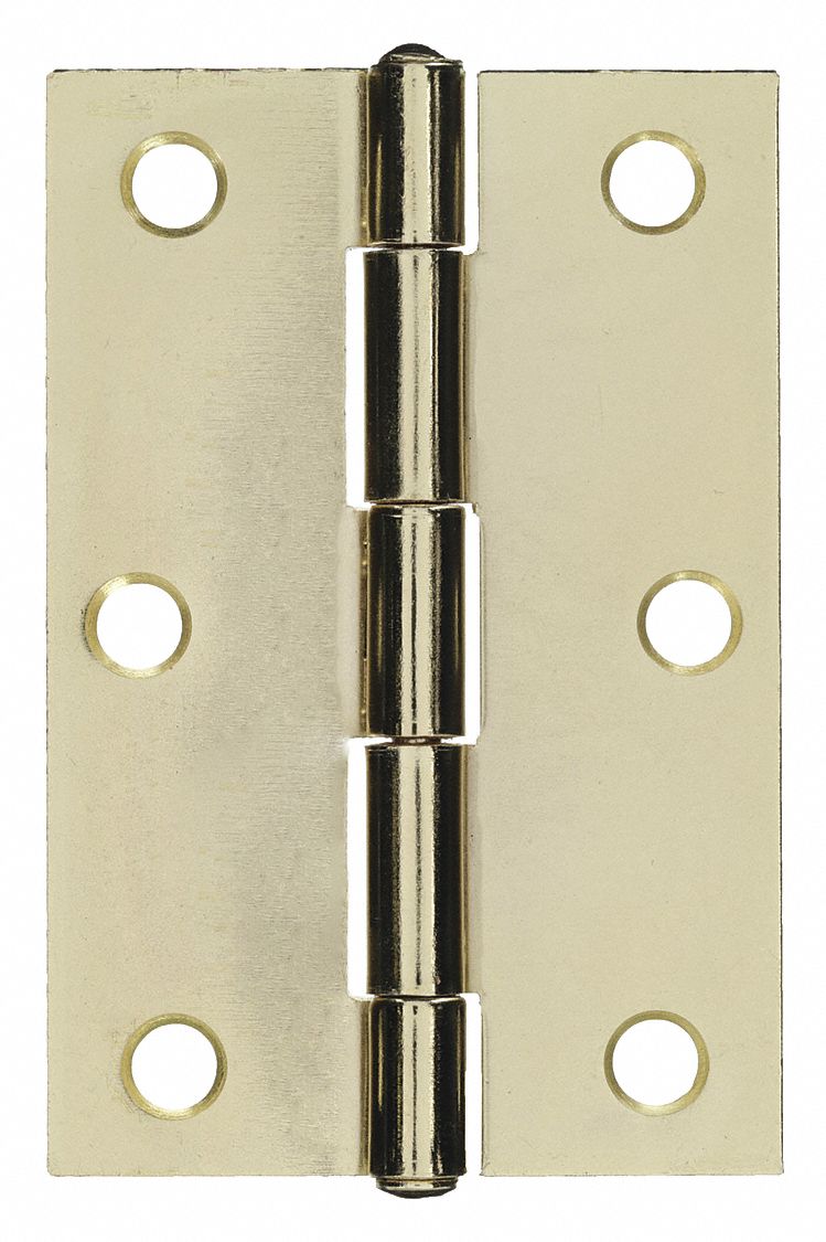 Butt Hinge: Steel, Full Surface, 1 in Leaf Wd, 2 PK