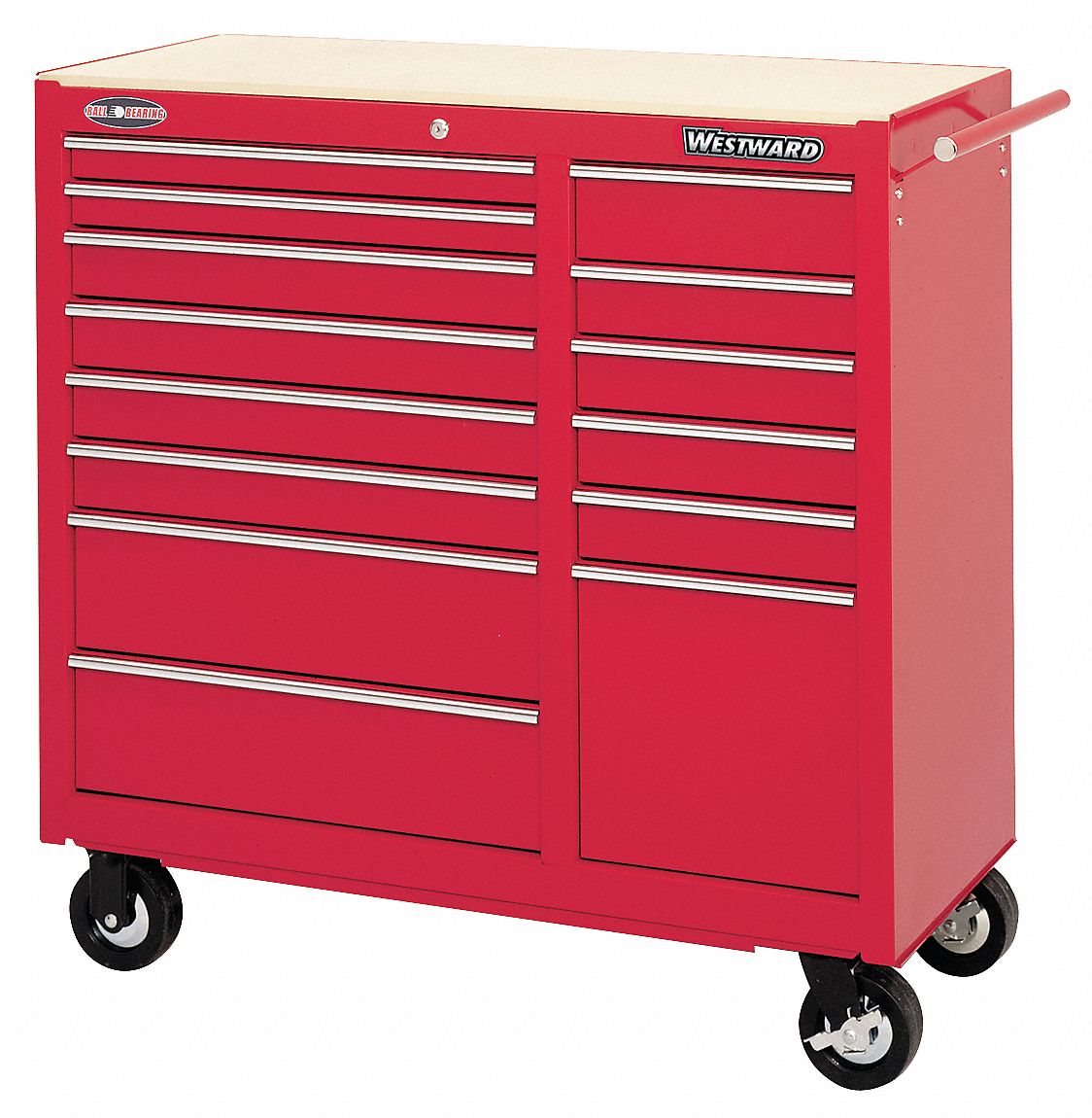 WESTWARD Red Rolling Cabinet, 41-1/4